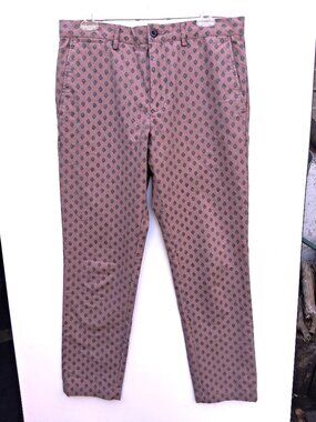 CLUB MONACO slim fit high waist 100% cotton pants, pink geometric print (s. 31)